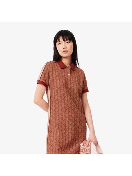Lacoste сукня Monogram коричнева