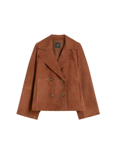Weekend Max Mara krótka kurtka zamszowa SOSPIRO brązowa