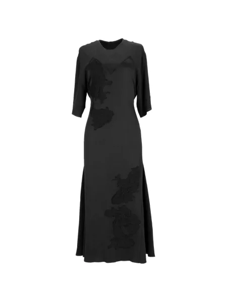 Cu centură rochie midi Victoria Beckham din dantelă negru