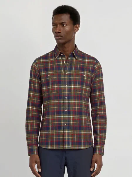 Me°Ru Outdoorová Košile Waimate Comfort Fit Z Flanelu olivová tmavě modrá červená