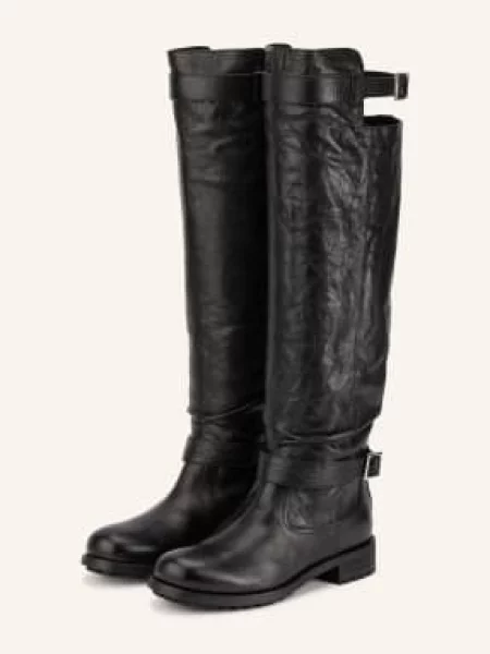 Jimmy Choo Kozačky Biker / stříbrná černá