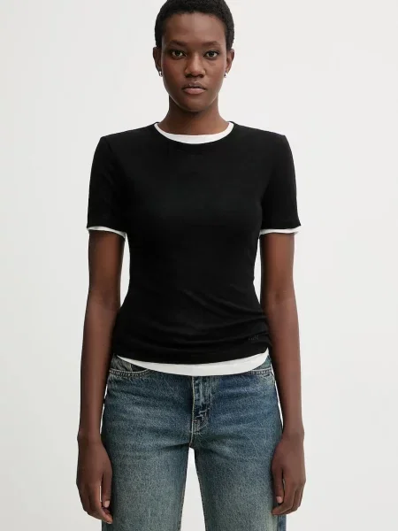 Miss Sixty tricou din amestec de lână negru