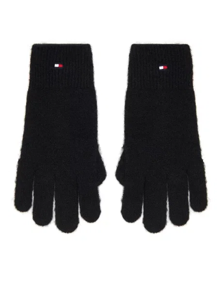 Γάντια Tommy Hilfiger Flag Fluffy Knit Gloves Black Universal μαύρο