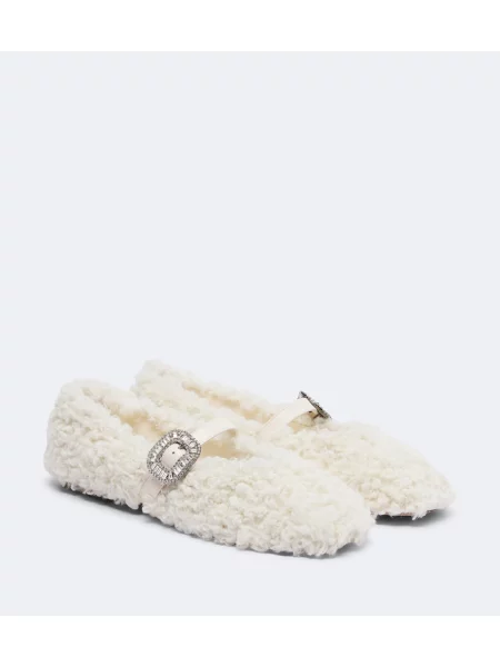 Pantofi cu toc Roger Vivier din piele de oaie alb
