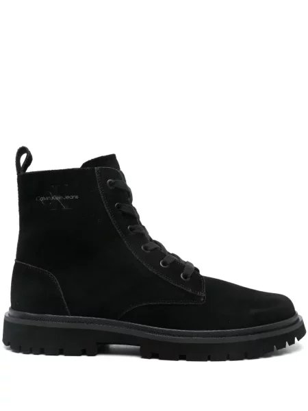 Botine Calvin Klein Jeans din piele de căprioară negru