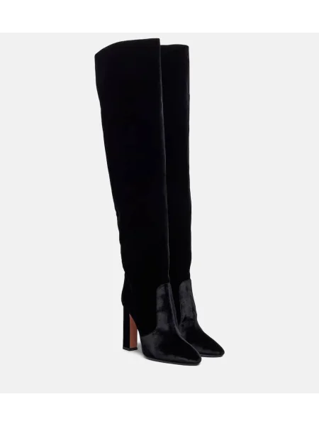 Cizme Aquazzura de catifea negru