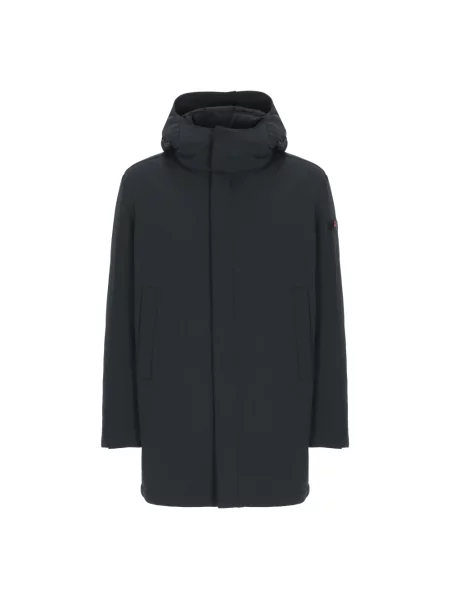 Parka Peuterey z kapturem z logo niebieska
