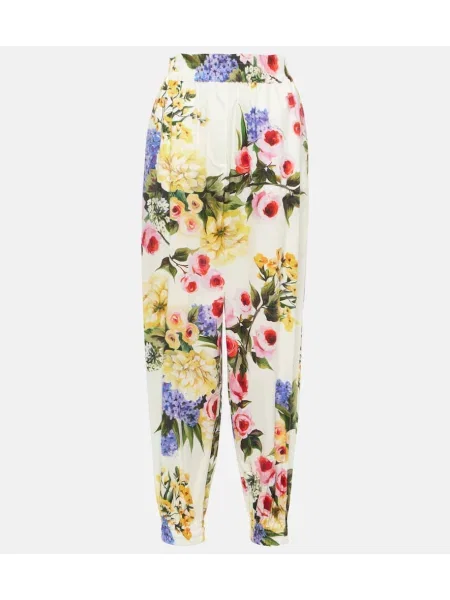 Pantaloni Dolce&gabbana cu model floral din poplin
