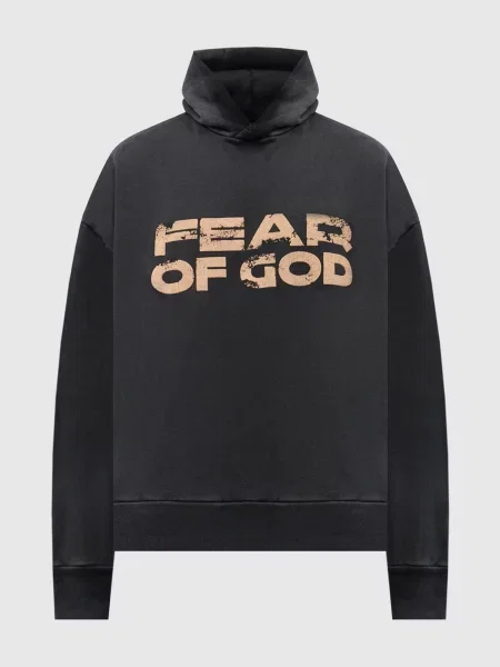 Худі з логотипом з вінтажним ефектом Fear Of God чорне