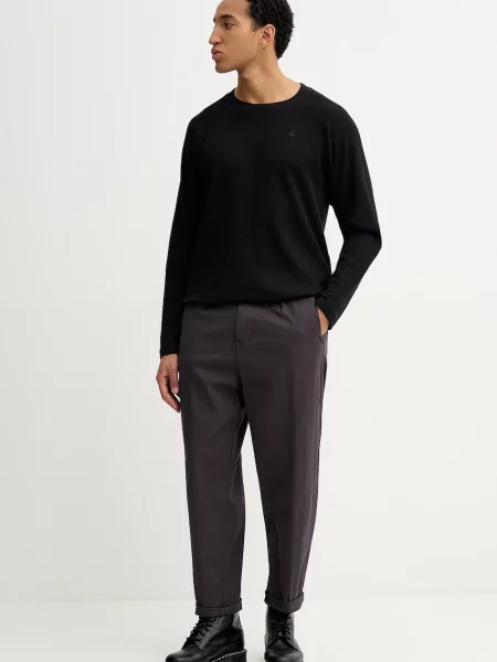 G-Star spodnie Pleated Chino Relaxed Tapered szare