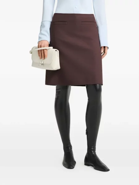 Fustă midi Courreges cu broderie maro