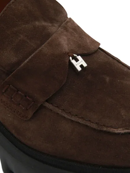 Pantofi loafer Hogan din piele de căprioară cu platformă maro