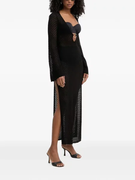 Rochie maxi Bardot tricotate negru