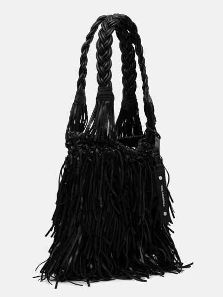 Шкіряна сумочка Karl Lagerfeld K/WEAVE чорний