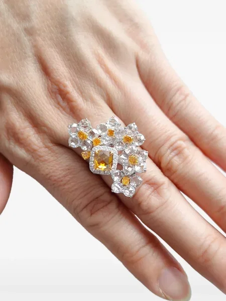 Φλοράλ κοκτέιλ δαχτυλίδι Hyt Jewelry ασημί