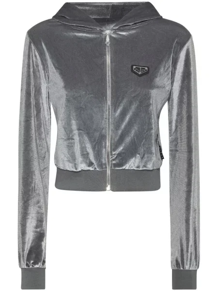 Hanorac cu glugă Philipp Plein de cristal gri