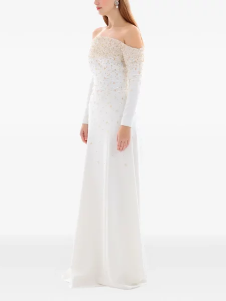 Rochie Dina Melwani cu perle alb