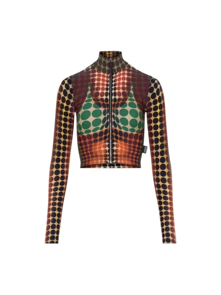 Długi top Jean Paul Gaultier z wysokim kołnierzem z długim rękawem