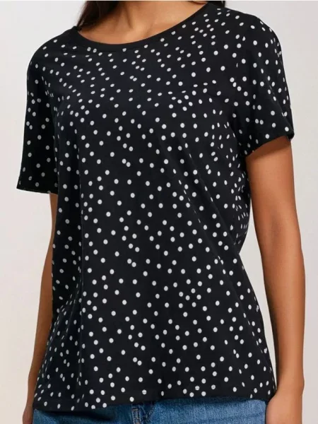 Футболка Sinsay в горошек черная