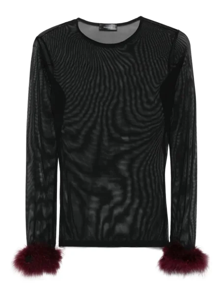 Мрежест топ Mugler с пера черно