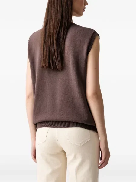 Pulover Vicolo cu decolteu în V cu model argyle maro