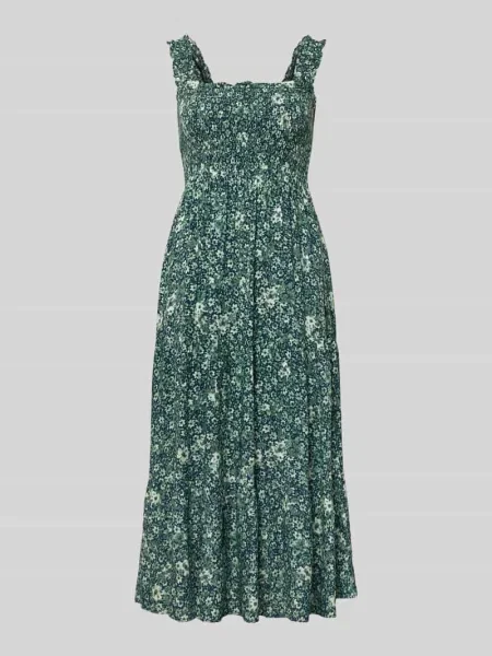 Sukienka midi z z prostokątnym dekoltem Apricot zielona