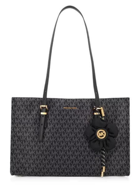 Кожена висулка Michael Michael Kors на цветя с принт черно