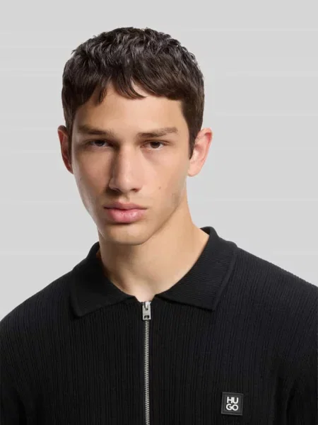 Koszulka polo o kroju regular fit z mieszanki model Sastaron' Hugo czarna