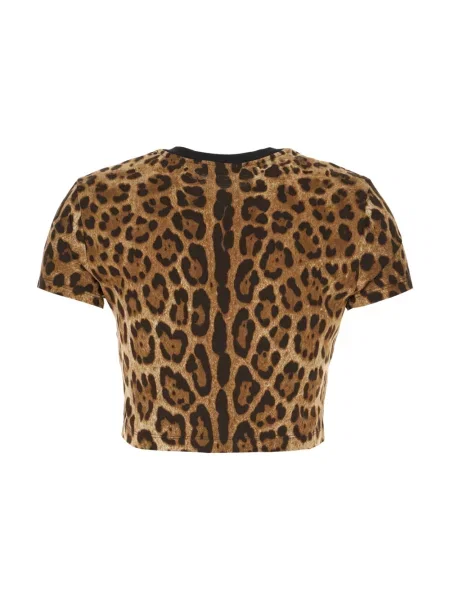Krótka koszulka Dolce And Gabbana w panterkę brązowa