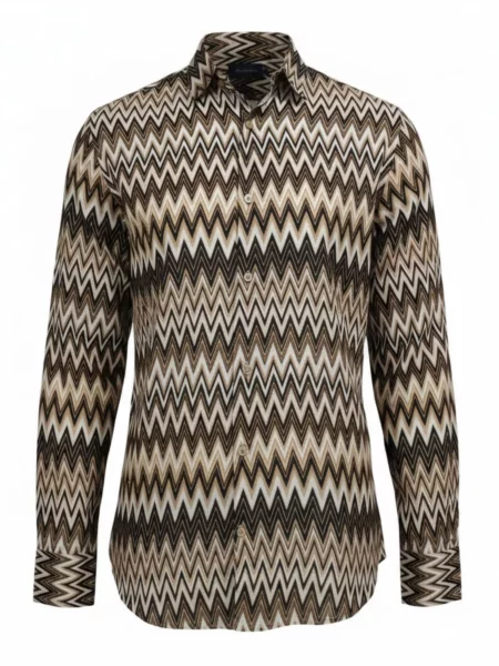 Radwa Cămașă Men's Viscose multicolor pattern shirt' maro