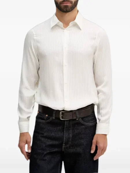Lung cămașă Armani Exchange cu imagine alb