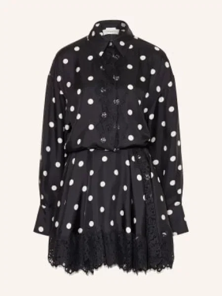 Sportmax Sukienka Kopertowa Bosso Z Jedwabiu Z Koronką schwarz biała