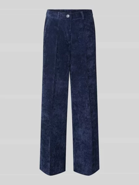 Spodnie o kroju straight fit w stylu sztruksowym More & More granatowe