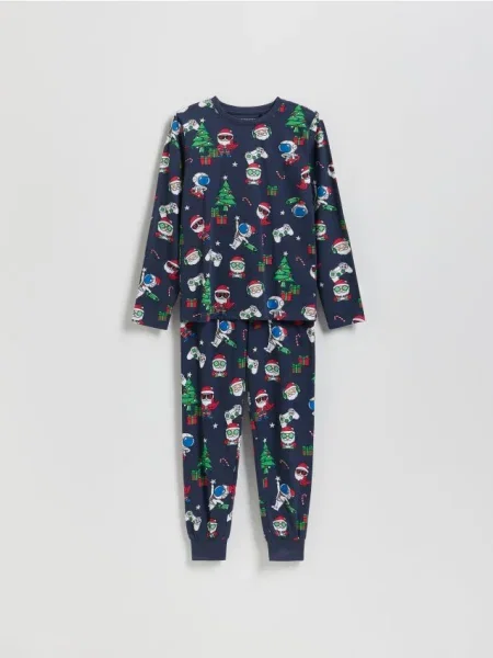 Reserved Świąteczna piżama granatowy