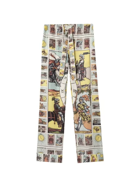 Pantaloni Burberry de mătase galben