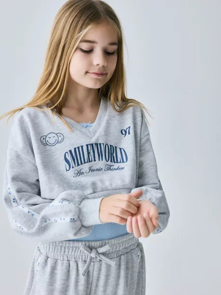 Reserved Світшот SmileyWorld® світло-сірий сірий