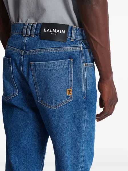 Дънки straight leg Balmain синьо