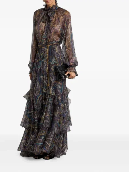 Bluză Etro de mătase cu model paisley violet