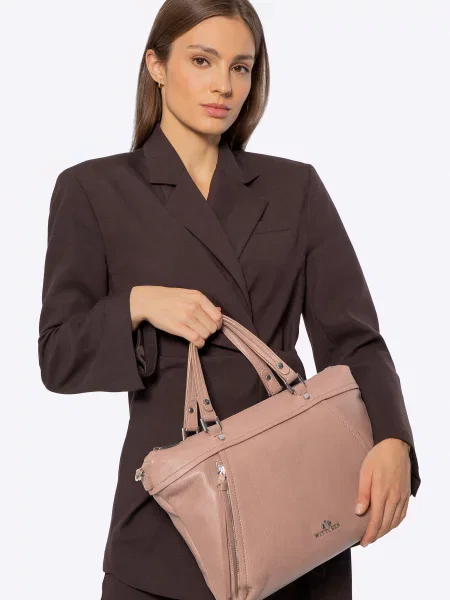 Torba na laptopa ze skóry z chwostem beżowa