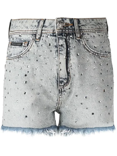 Pantaloni scurți Philipp Plein de cristal albastru