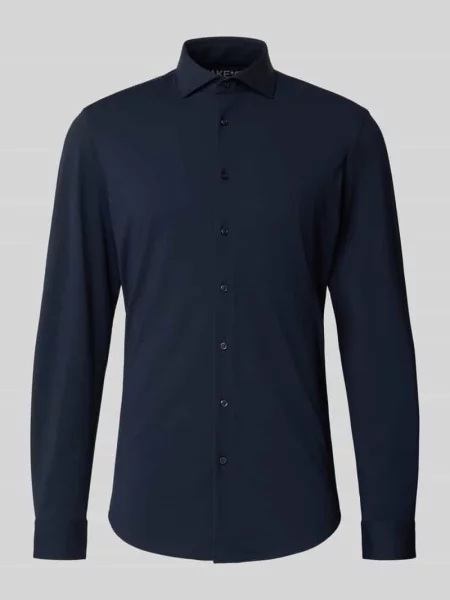 Koszula biznesowa w kroju slim fit z kołnierzykiem typu rekin Jake*s granatowa