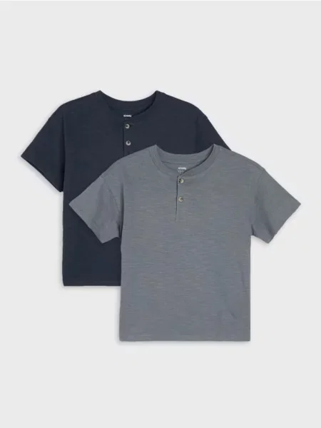 Sinsay loose trička s henley výstřihem 2 pack námořnická modrá