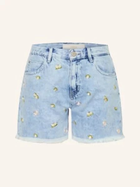 Guess Džínové Šortky lmfl lemon and flower modré