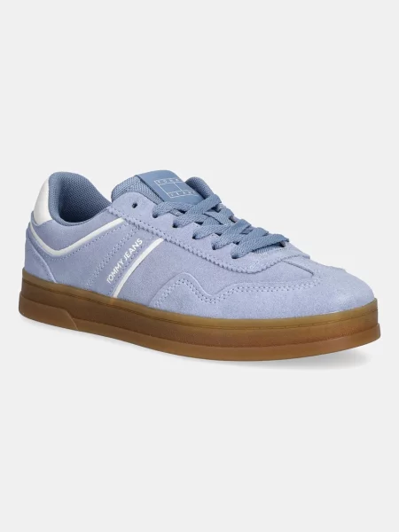 Велурени маратонки Tommy Jeans THE GREENWICH SUEDE синьо