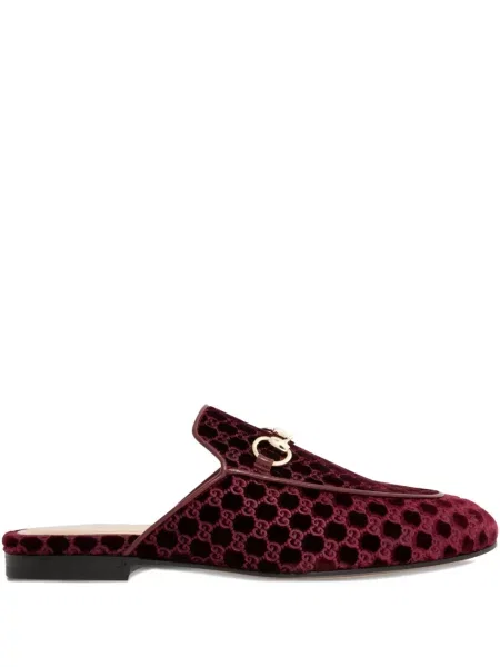 Papuci tip mules Gucci de catifea roșu