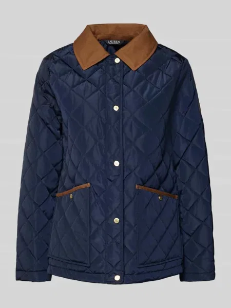 Kurtka pikowana o kroju regular fit z wykładanym kołnierzem Lauren Ralph Lauren granatowa