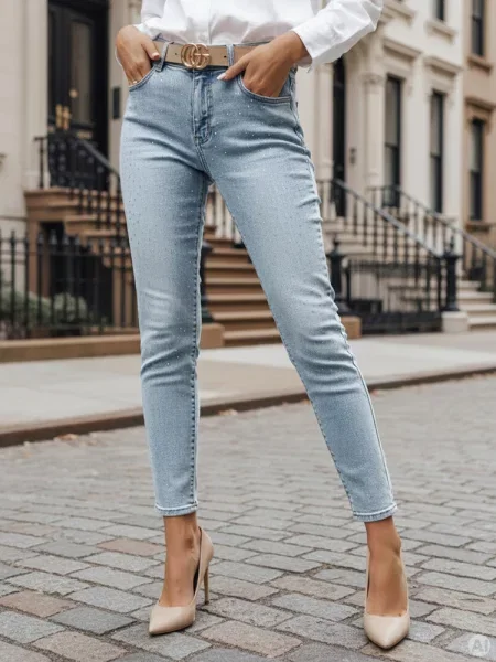 Spodnie jeansowe slim fit SPARKLI Dstreet niebieskie