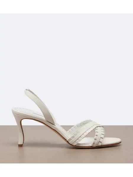 Sandale Manolo Blahnik din piele slingback alb