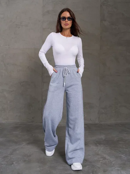 Штани палаццо ISSA Plus світло-сірий сірі