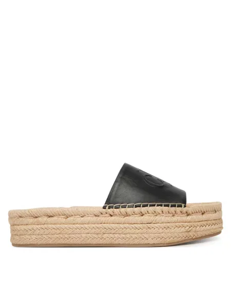 Calvin Klein Espadrile Flatf Espa Mule Lth Mg črna
